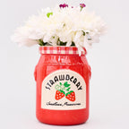 ban.do Ceramic Petite Vase, Strawberry Jam | 3.5" x 5.2" Cute Small Flower Vase with Jar Design, Multi-Purpose Desk Cup, Makeup Brush Holder, and Kitchen Organizer