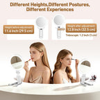 30X Travel Magnifying Mirror with Light, Height Adjustable Vanity Mirror with Phone Holder Stand, Portable Compact Handheld Makeup Mirror with Smart Display for Travel, Bedroom & Daily Makeup Use