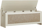 51.2" Storage Chest Extra Large,Storage Bench with 2 Safety Hinges,Wooden Shoe Bench,51.2x15.7x18.3 Inch,Easy Assembly,Storage Bench for Bedroom,Living Room,entryway(White Cream)