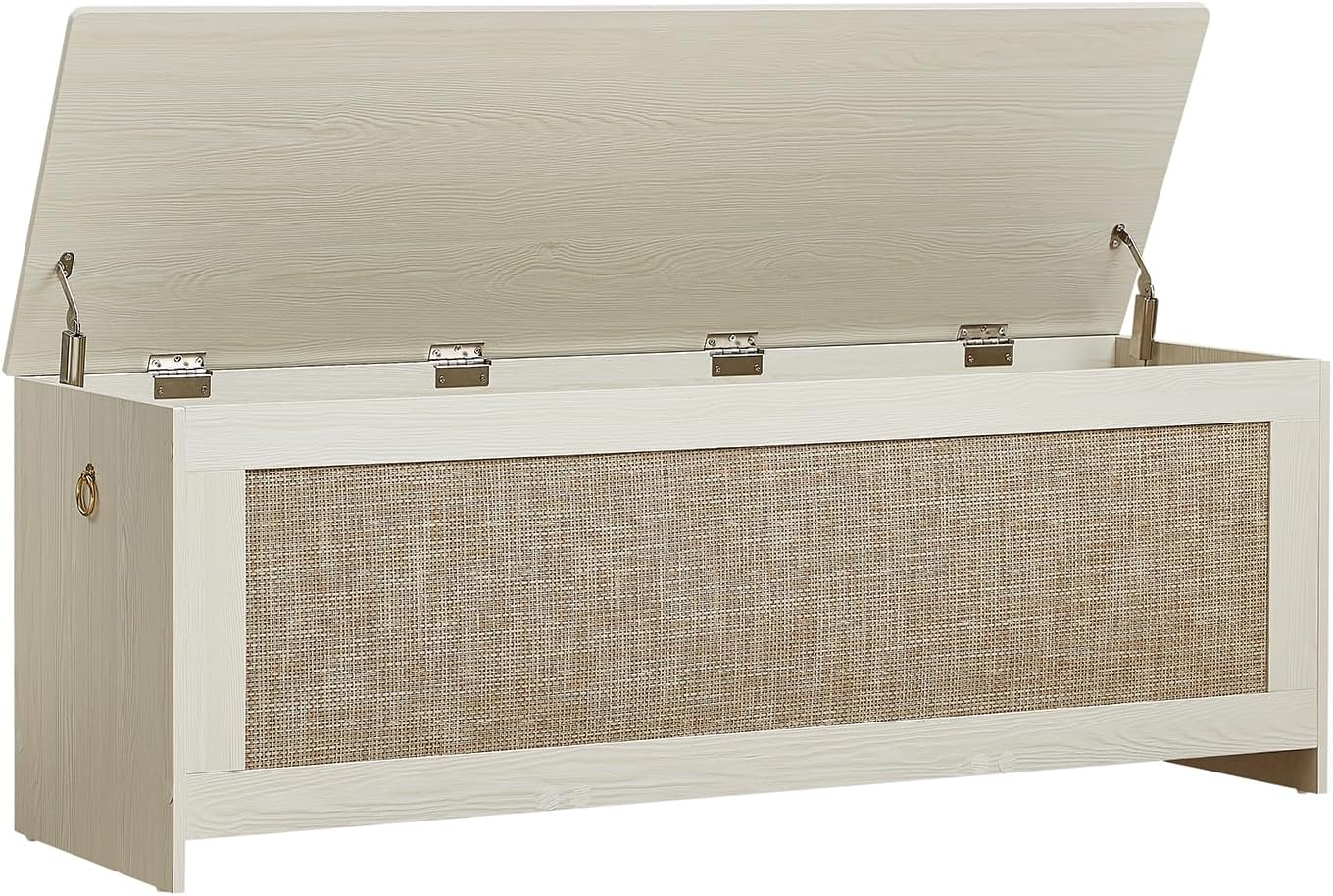 51.2" Storage Chest Extra Large,Storage Bench with 2 Safety Hinges,Wooden Shoe Bench,51.2x15.7x18.3 Inch,Easy Assembly,Storage Bench for Bedroom,Living Room,entryway(White Cream)