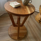 Side Table for Living Room, Solid Wood End Table for Home Decor, Indoor Sofa Table, Tensegrity Table,Tensegrity Structure Ornaments Home Décor (Wood)(Brown)