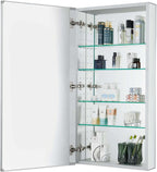Fine Fixtures Bathroom Medicine Cabinet, Aluminum, Recessed/Surface Mount, Right/Left Hinged, Mirrored Interior (20 x 40)