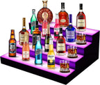 FAHKNS LED Lighted Liquor Bottle Display, 4 Tiers 16 Inch LED Liquor Shelves with RF Remote, Liquor Bottle Accessories Shelf for Home Bar, 16 Static Colors 4 Dynamic Mode