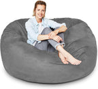Lumaland Luxury Microsuede Outer Cover for Bean Bags Machine Washable 5-Foot Bean Bag Cover with Inlay in Dark Grey Cover and Inlay ONLY