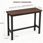 Long Bar Table - 41" Counter Height Narrow Bar Table with Solid Wood Top, Bar Height Table with Metal Frame, Space-Saving Pub Table for Kitchen, Living Room, Behind Couch, Coffee Shop Walnut