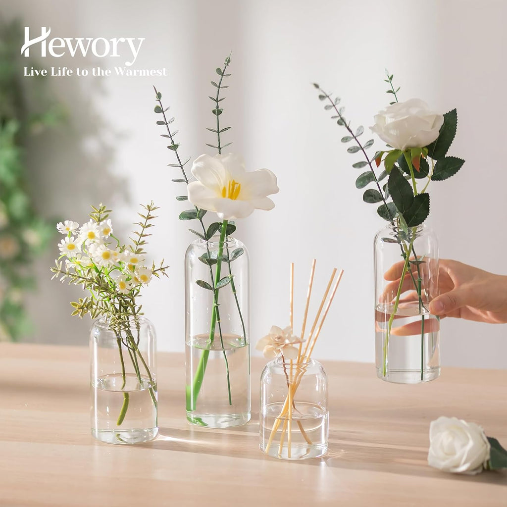 Hewory Glass Bud Vases for Flowers: Set of 20 Modern Small Flower Vases for Centerpieces - Clear Table Decoration for Wedding Party Events Home Decor Floral Arrangement