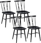 COSTWAY Dining Chair Set of 4, Farmhouse Windsor Chairs Dining Room Chairs with Spindle Back and Sturdy Metal Construction, Kitchen Side Chair for Living Room Restaurant, Black (Height 17'')