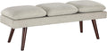 OSP Home Furnishings Amanda Mid-Century Modern Upholstered Bench with Solid Wood Tapered Legs, 54-inches, Linen Fabric