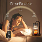 Candeldo Candle Warmer Lamp with Timer: Black Candle Warming Lamp Height Adjustable Wax Melt Warmer Dimmable Modern Farmhouse New Home Bedroom Decor Mothers Day Housewarming Gift for Women