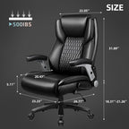 VITESSE 600lbs Big and Tall Office Chair with Flip up Armrest, Large Heavy Duty with Ergonomic Lumbar Support, Executive Office Chair for Heavy People with Quiet Rubber Wheel(Black)