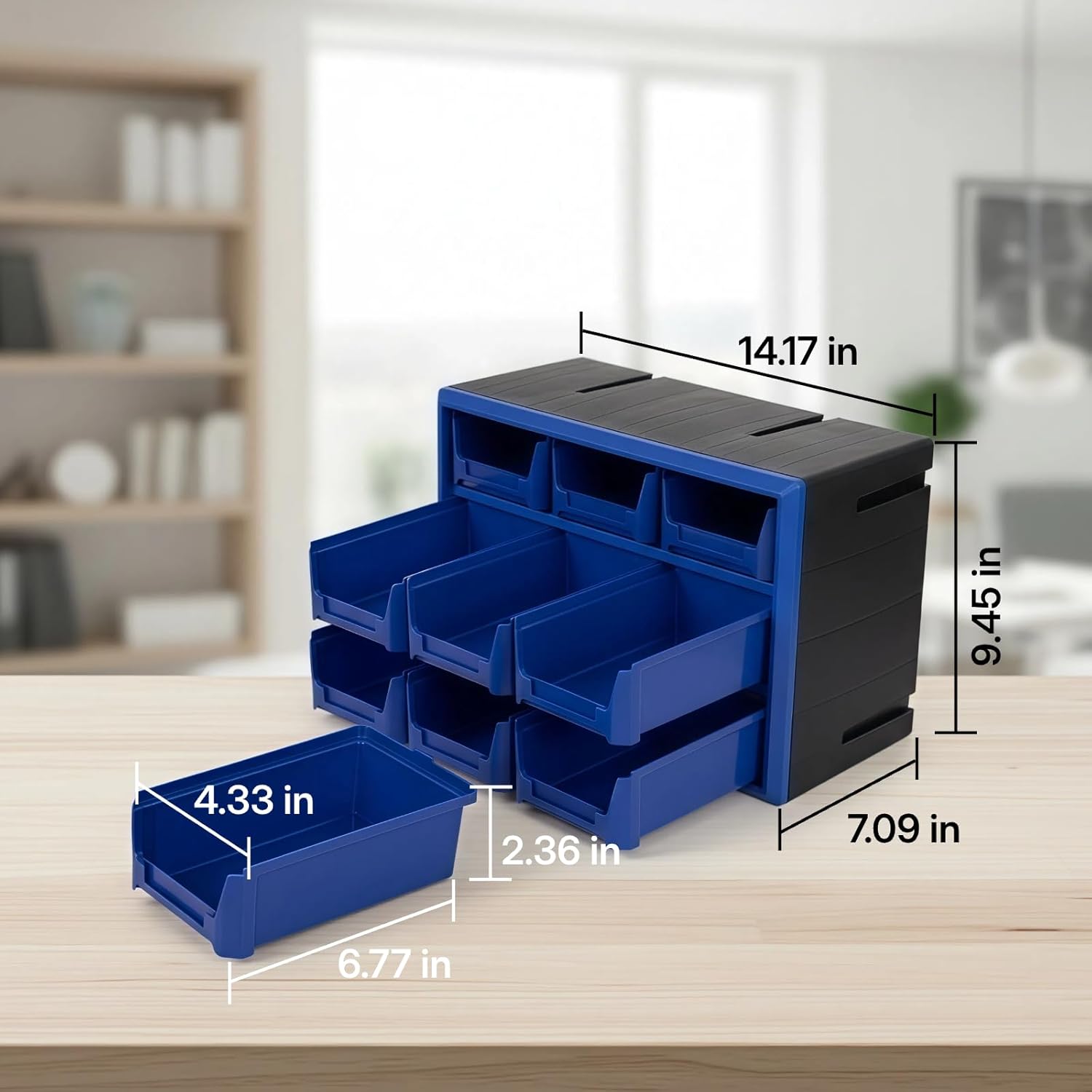 Northsky 9-Drawer Plastic Storage Drawers, Small Parts Organizer, Stackable Teacher Toolbox for Hardware, Screws, Nuts & Bolts, Stickers, Beads, Building Bricks, Garage Storage，14.17 × 7.09 × 9.45