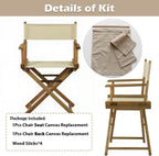 STAY GENT Director's Chair Canvas Replacement Kit 21"L x 8"W - 21"L x 16.5"W Replacement Canvas Durable Cotton Canvas Seat & Back Covers for Home,Model Artist,Makeup,Show Dressing Room, 1 Set Khaki