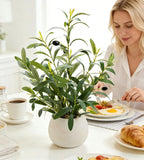 17" Artificial Olive Potted Plant with White Ceramic Planter Faux Olives Realistic Tabletop Indoor Plant for Home Office Kitchen Bathroom Decor