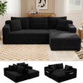 94.5" L-Shaped Cloud Sectional Couch for Living Room, Modern Minimalist Upholstered Boneless Sofa,Corduroy Fabric Modular Sectional Sofa with Chaise, No Assembly Required (Black, Right)