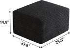 JINGLING 25.6 Inch Plush Corduroy Ottoman, Modular Sectional Foot Rest for Living Room, Upholstered Cloud Ottoman for Boneless Couch in a Box, Compressed Memory Foam, No Assembly Require, Black