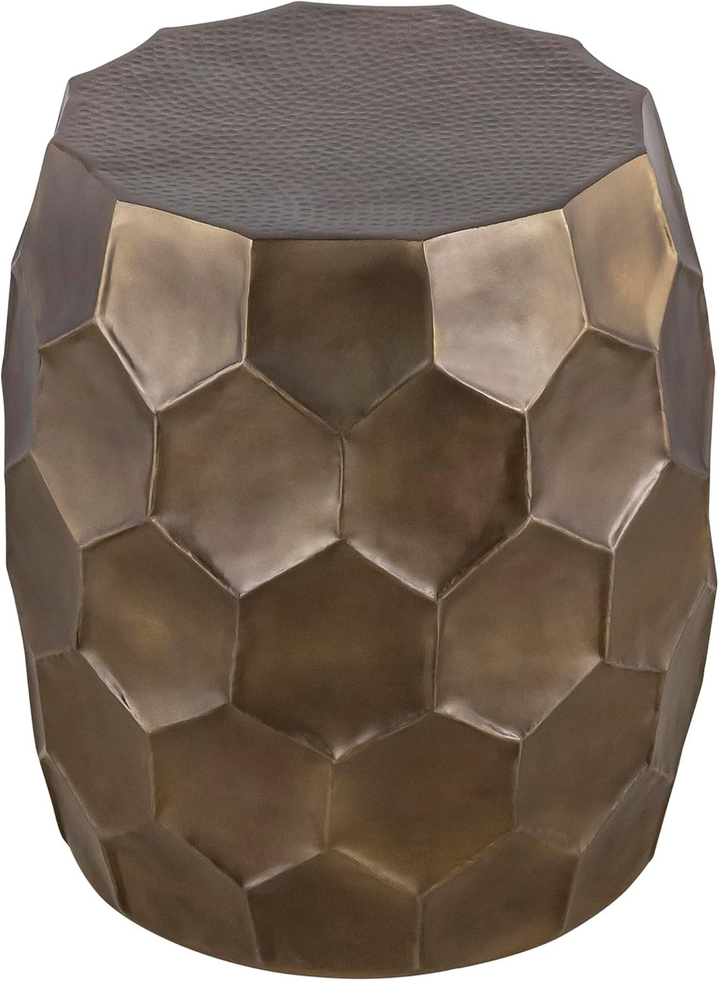 Modern Contemporary Aluminum Material 21" Height End Table, Side Table with Glossy Diamond-Patterned Base Gold