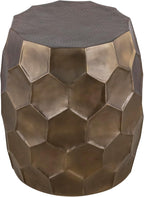Modern Contemporary Aluminum Material 21" Height End Table, Side Table with Glossy Diamond-Patterned Base Gold