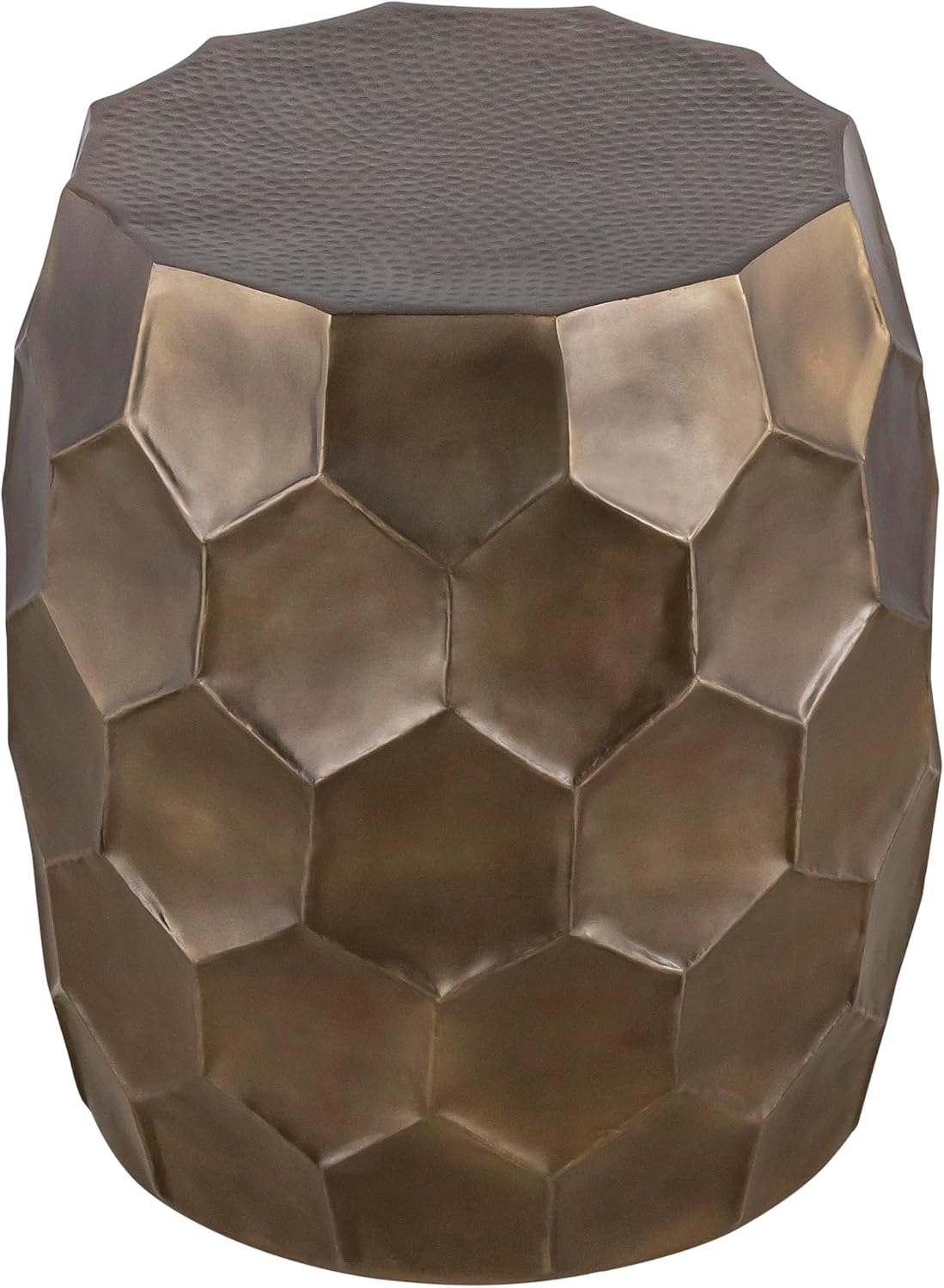 Modern Contemporary Aluminum Material 21" Height End Table, Side Table with Glossy Diamond-Patterned Base Gold