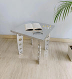 Handcrafted Aluminum Aviator Side Table- Square End Table with Retro Vintage Aircraft Style Coffee Table with Rivets and Cutout Legs Perfect for Living Room, Bedroom and Office Cafe and Rastaurants