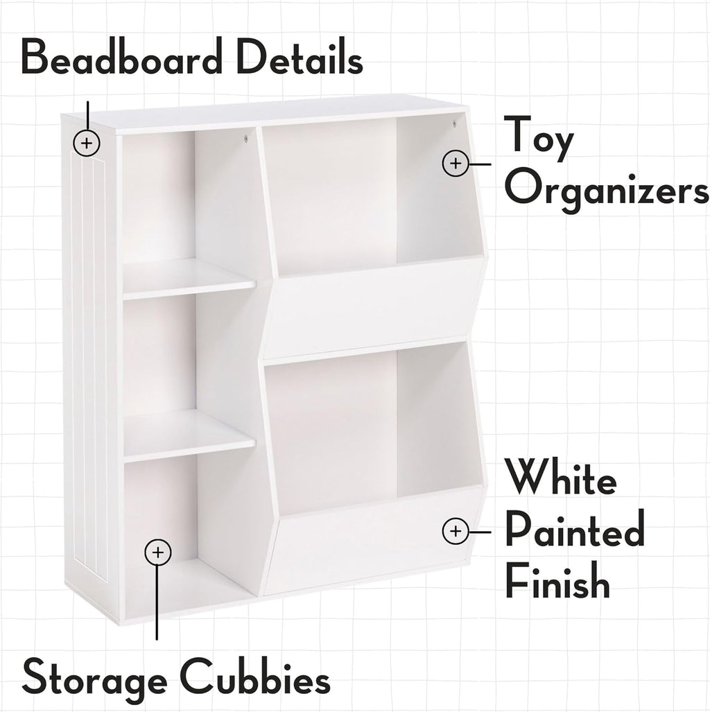 RiverRidge Toy Storage Organizer and Bookcase with Cubbies and Veggie Storage Bins for Home Organization Bookshelf and Containers for Organizing Kids' Toys