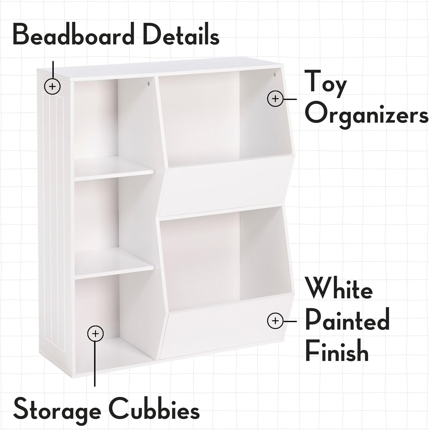 RiverRidge Toy Storage Organizer and Bookcase with Cubbies and Veggie Storage Bins for Home Organization Bookshelf and Containers for Organizing Kids' Toys