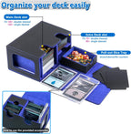 WELLMILLER MTG Deck Box for Commander with Dice Tray,Designed for MTG Commander Card Deck Box Fits 200+ Double Sleeved Cards,Card Storage Box with 3 Dividers 2 card holder