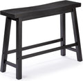 Benzara Amber Counter Height Bench, Backless Seat, Charcoal Black Acacia Wood