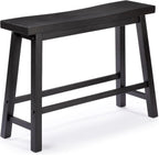 Benzara Amber Counter Height Bench, Backless Seat, Charcoal Black Acacia Wood