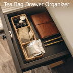 3-Compartment Braided Tea Bag Organizer For Countertop Or Drawer | drawer organizer, small tea coffee pod holder, country style, paper rope, basket, woven, storage bin