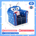 HONEY JOY Kids Couch, Toddler Sofa Armchair with Flyman Pattern, Children Mini Playroom Furniture, Sturdy Wooden Construction, Baby Small Armrest Chair, Lightweight Kids Sofa for Boys Girls (Blue)