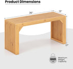 Giantex 36" Bamboo Dining Bench, 660Lbs Capacity, 2-Person Kitchen Table Bench for Living Room, Bedroom, Bathroom, Entryway Hallway, Front Door, End of Bed, Indoor Outdoor Use, 2 Pack