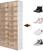 10 Tiers 40 Pairs Foldable Shoe Rack Organizer Cabinet with Doors Foldable Shoes Rack Organizer for Closet Entryway Living Room