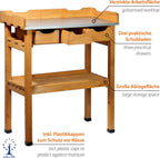 dobar 29030e Handy Planting Table with 3 Drawers and 2 Shelves Made from Waterproofed Pine 80 x 40 x 90 cm