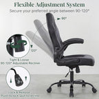 Ergonomic Computer Game Desk Chair - PU Leather Lumbar Support, Height Adjustable High Back Video Game with Flip-up Armrest, Rolling Swivel for Adults, Deep Grey