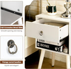 Bonnlo White Nightstand Set of 2, Modern Bedside Table with Drawer Open Shelf, End Table with Solid Wood Legs for Bedroom,