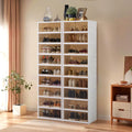 Collapsible Shoe Rack Organizer Foldable Shoe Cabinet with Doors, Large Plastic Folding Shoe Cabinet, Easy Assembly Shoe Shelves Organizer for Entryway (9Tiers,2Groups,36Pairs)