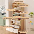 Tall Pantry Cabinet, Wide Kitchen Pantry Storage Cabinet, Freestanding Kitchen Cupboard, Coffee Bar Workstation, for Bedroom, Dining Room, Office(White,187x80cm/73.6x31.5in)