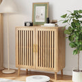 Buffet Cabinet with Storage,Sideboard with Grille Doors&Adjustable Shelf, Wood Coffee Bar Storage Cabinet for Kitchen Living Room Entryway (Natural Wood, 31.5 Inch)