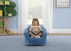 Delta Children - Serta Kids Plush Barrel Toddler Chair, Soft Foam Chair Bean Bag Chair Alternative for Boys and Girls, Cozy Seat for Reading, Watching Cartoons, Playroom Nursery Bedroom, Denim Blue