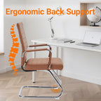 Sidnali Waiting Room Chairs, Office Guest Chair with Sled Base Mid Back for Reception Conference Room, Brown Set of 2