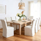 chairus Slipcovered Parsons Dining Chairs Set of 4, Upholstered Dining Room Chairs with Washable Linen Cover & High Back, Modern Farmhouse Wooden Side Kitchen Chairs, Cream White