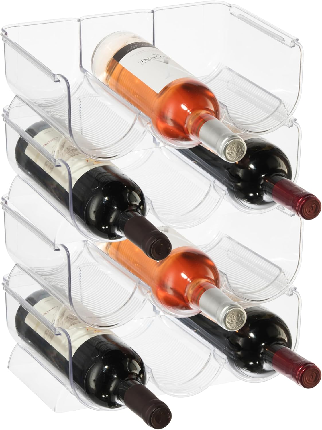 Oggi 12 Bottle Clear Wine Storage Rack & Water Bottle Rack with Secure Stack Tabs