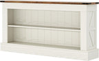 Tribesigns 63-Inch Long Console Table for Entryway, Narrow Long Entry Table with Shelves for Living Room, Farmhouse Sofa Console Behind Couch, for Foyer, Hallway, White and Brown