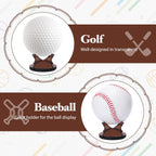 Sumind 3 Pcs Walnut Small Ball Stand Holder Sport Ball Display Rack Baseball Display Stand with 3 Pieces Non-slip Rubber Pads for Baseball Golf Softball Tennis Spheres, Wood