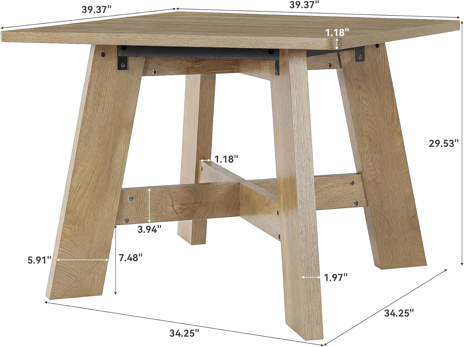 LITTLE TREE 39.37" Square Dining Table for 4, Small Space Kitchen Table with Pedestal Base, Farmhouse Wood Tables for Apartment, Dining Room & Living Room, Ideal for Cafe & Restaurant Use
