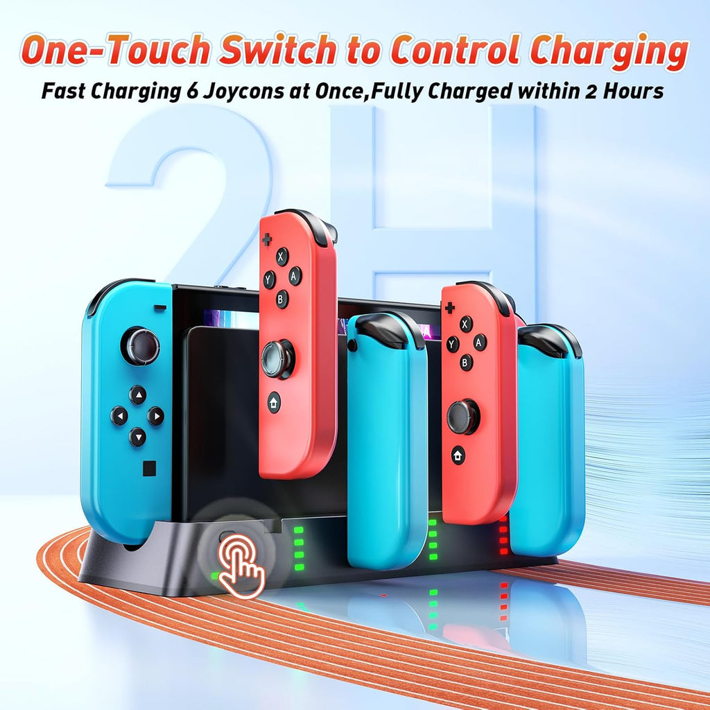 Switch Controller Charger Dock Station for PSP Gaming Console Compatible with Nintendo Switch & OLED Model Joy-con, Charging Dock Station Support to Charge 6 Joycons