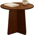 Short Small Round Coffee Table 15.7x15.7in, Side Table Walnut | Wooden Accent Tables For Small Spaces, Sofa, Bedroom, Bedside, Corner, Office, Nursery, Rustic Living Room Side Table