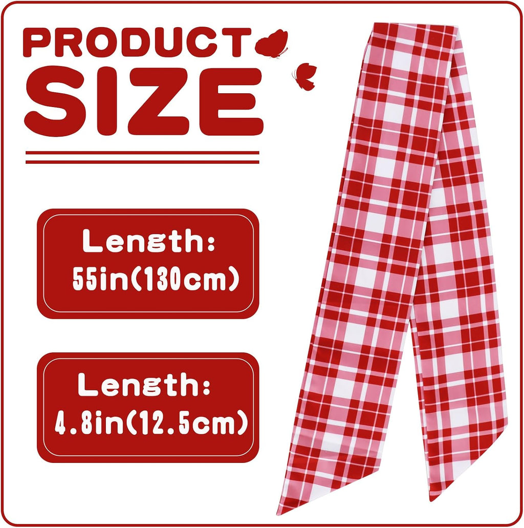 TONIFUL Wreath Sash for Front Door 4.5" x 56" Red Check Plaid Wreath Sash for Embroidery Garland Doorway Indoor Outdoor Wall Yard Ribbon Bow Christmas Party Home Decor