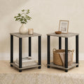 Furinno Turn-N-Tube Toolless Assembly Side Table Set of 2, Stackable 2-Tier Grey End Table with Open Shelf, Night Stand, Bedside Table, for Living Room, Bedroom, Grey Oak
