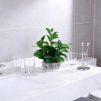Realistic Artificial Potted Plant, Faux Indoor Greenery for Home Office Living Room Bookshelf Bathroom Decor, Low-Maintenance Space-Saving Fake Plants with Modern Decorative Vase